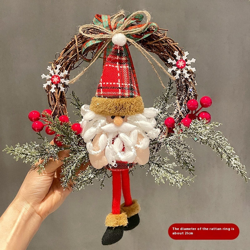 ⛄🎄 Old Man Snowman & Elk – Weihnachts-Ringkranz aus Weinreben